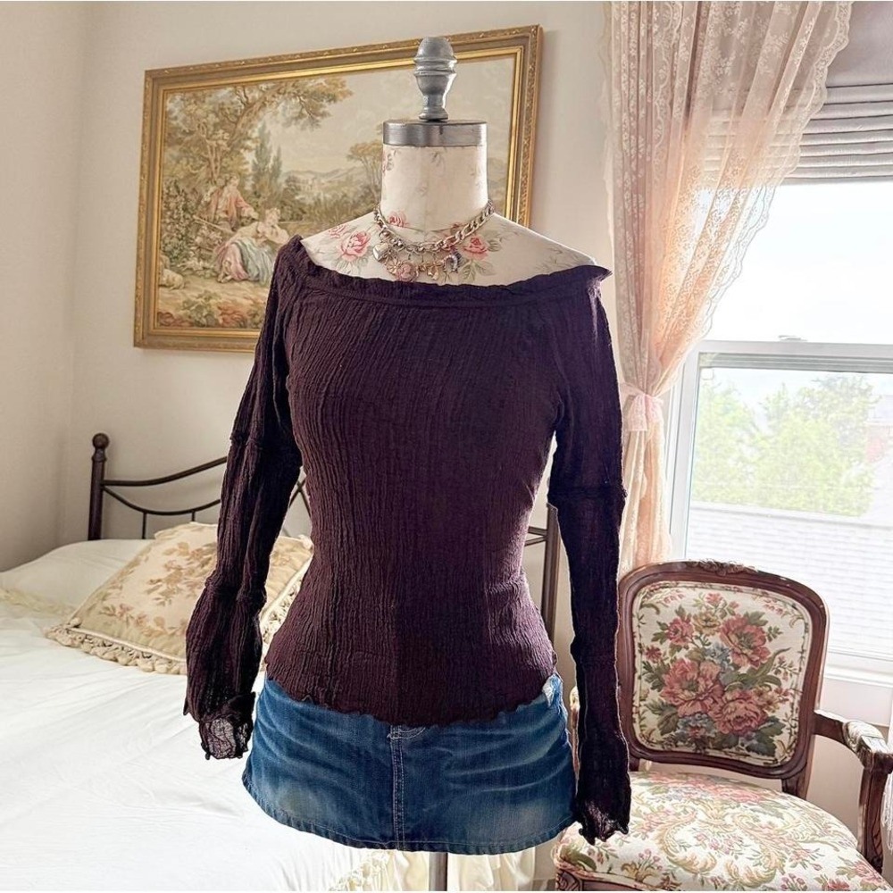 Brown peasant top  Y2K Newport News brown‎ peasant top